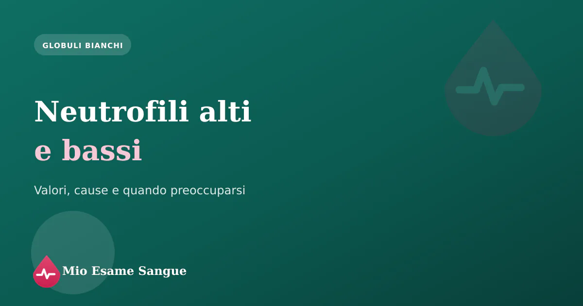 Neutrofili al microscopio accanto a un referto dell'emocromo con i neutrofili