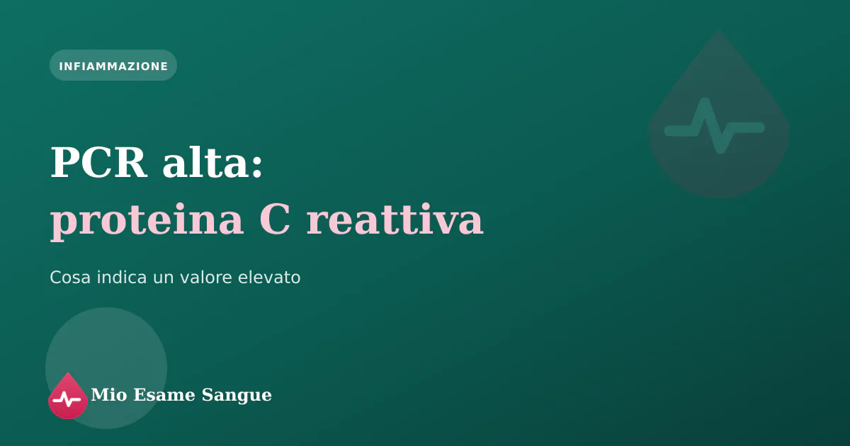 Provetta per il dosaggio della proteina C reattiva con un referto che mostra la PCR elevata